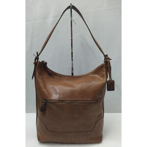 Frye Brown Leather Zipper Pocket Shoulder Bag